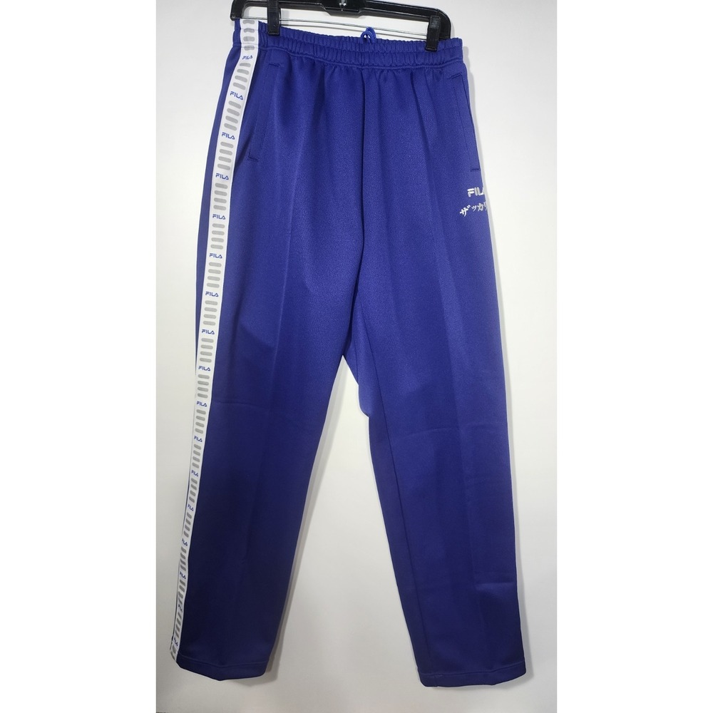 Fila  Mens Track‎ Pants Size L Blue  Waist White Stripe A13